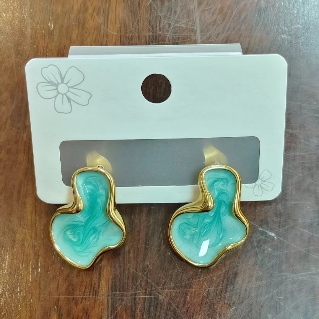 Artistic Abstract Color Cloud Irregular Stud Earrings