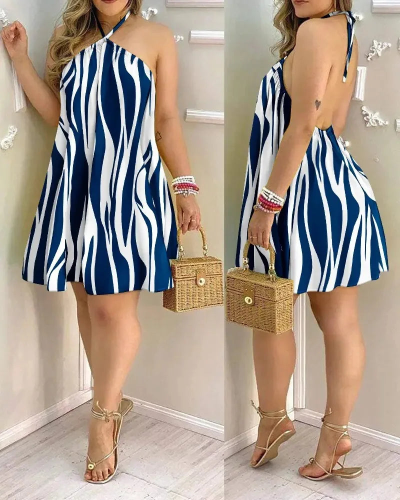 Floral Print Halter Neck Dress