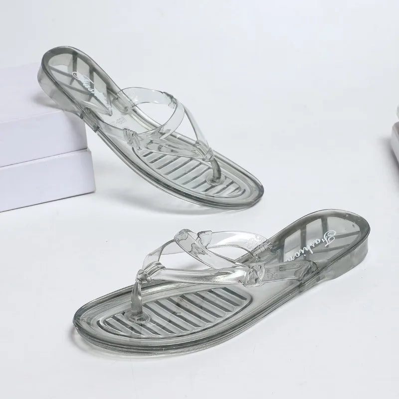 Versatile Flip Flops Non-Slip Lightweight Summer Fashion Clear Crystal Slippers for Women