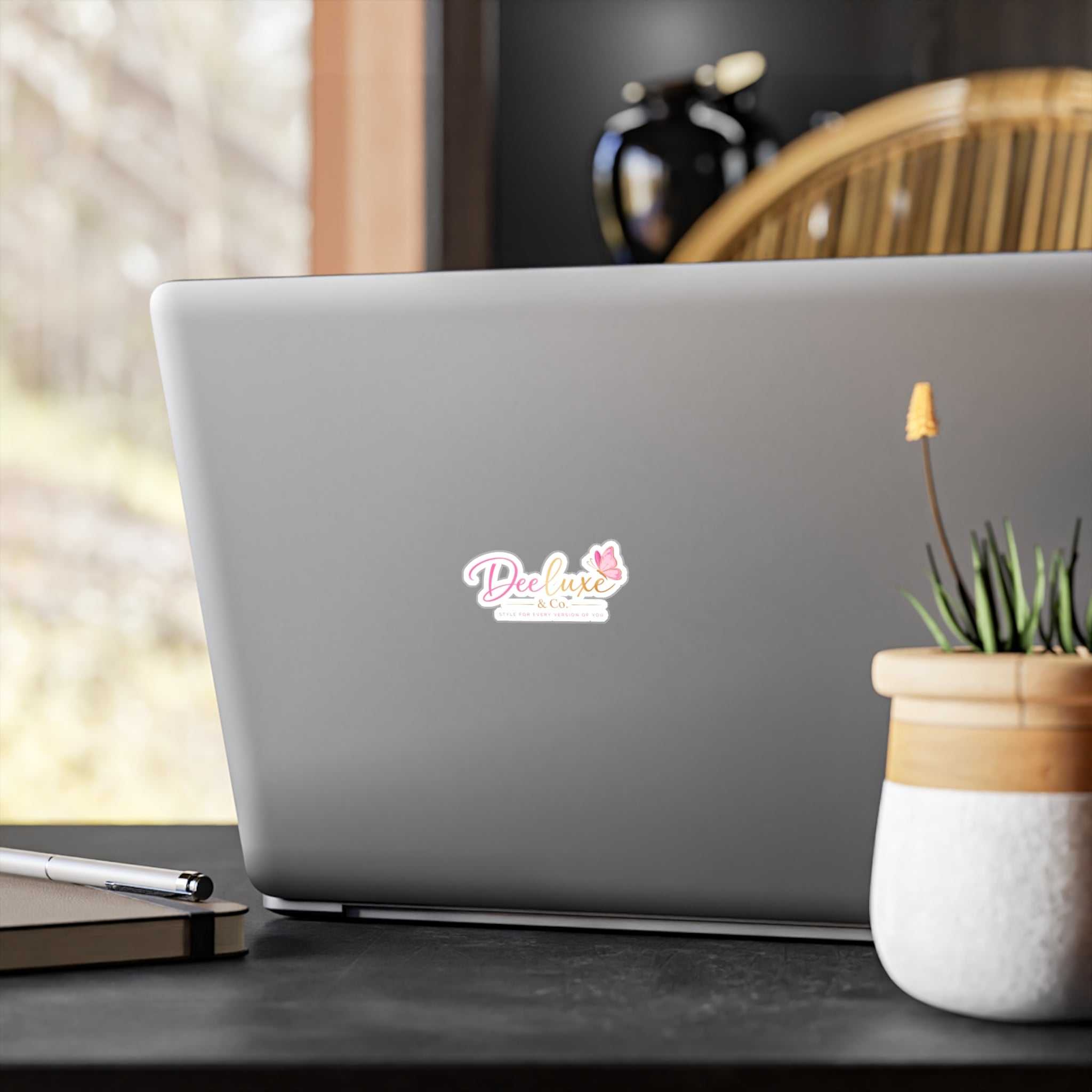 Deeluxe & Co. Kiss-Cut Vinyl Logo Decal — Pink Butterfly Sticker