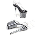 Leecabe 20cm/8inches Clear PVC upper backstrap cross  Clear Platform high heel sandals stripper heel  pole dance shoes