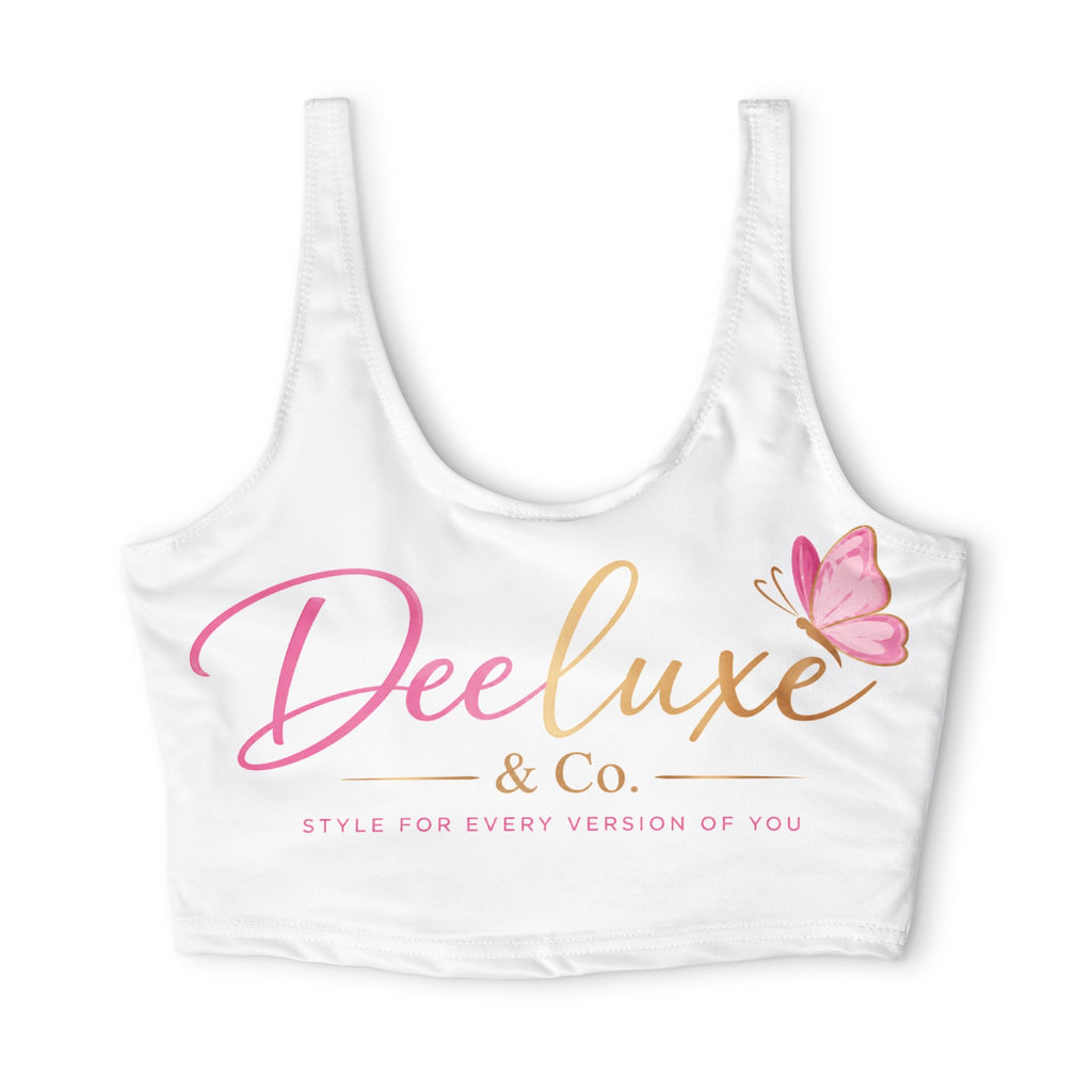 Deeluxe & Co. Butterfly Logo Sports Bra — Lightweight Polyester Crop Top