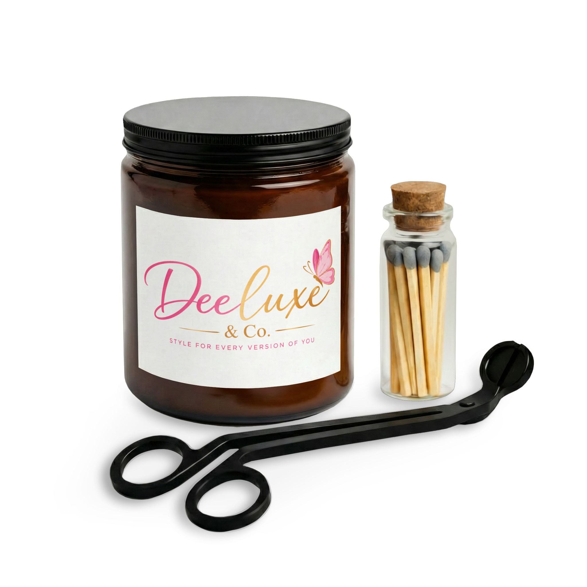 Scented Candle Gift Set with Matches & Wick Trimmer – DeeLuxe & Co. Jar Candle