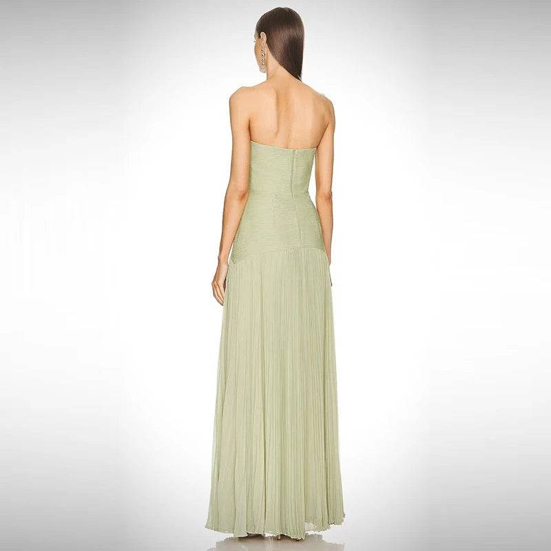 Women Summer Off Shoulder Tube Top Maxi Dresses Chic Sexy Pure  High Waist Party Gown Dress Fashion Pit Stripe Draped Long Dress