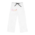 Luxe Mom Pajama Pants — Soft White Lounge Sleepwear with Pink 'DeeLuxe' Logo