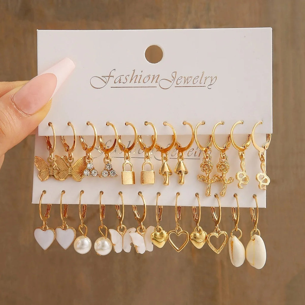 Metal earrings 24-piece set