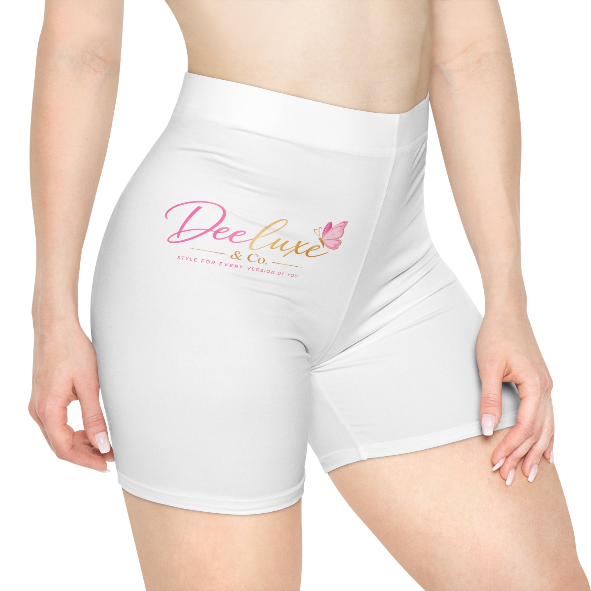 Biker Shorts — Deeluxe & Co. Pink Butterfly Logo Activewear