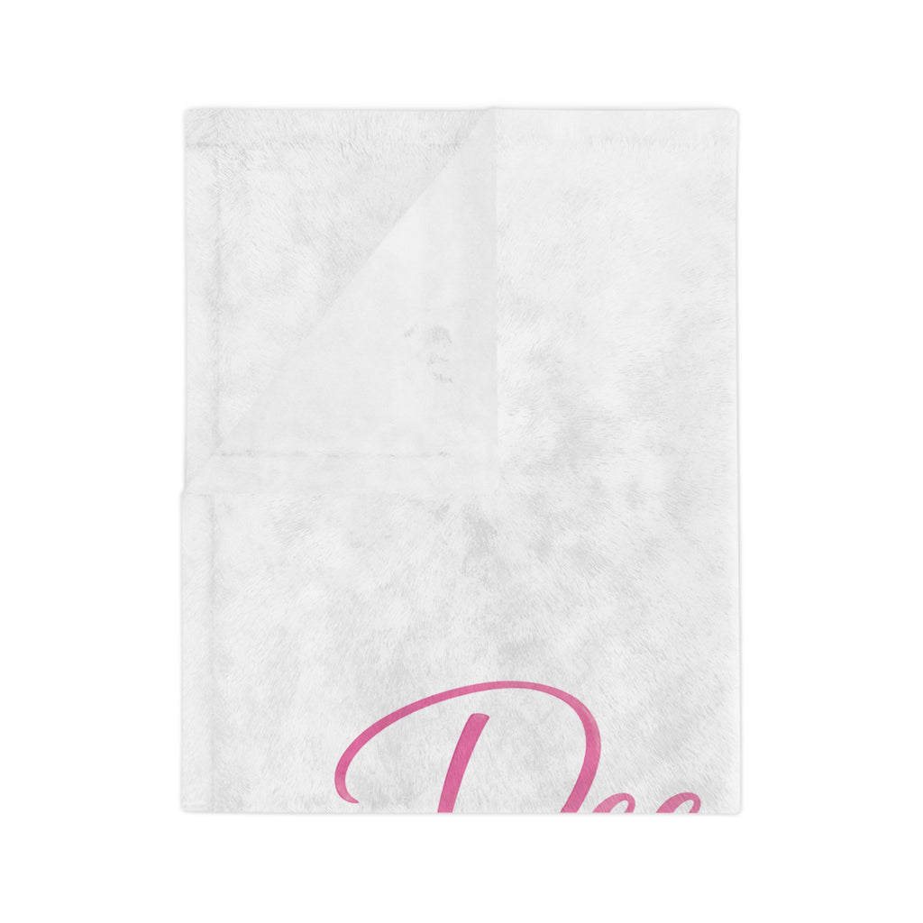Deeluxe & Co. Velveteen Microfiber Blanket — Soft White Butterfly Logo Throw