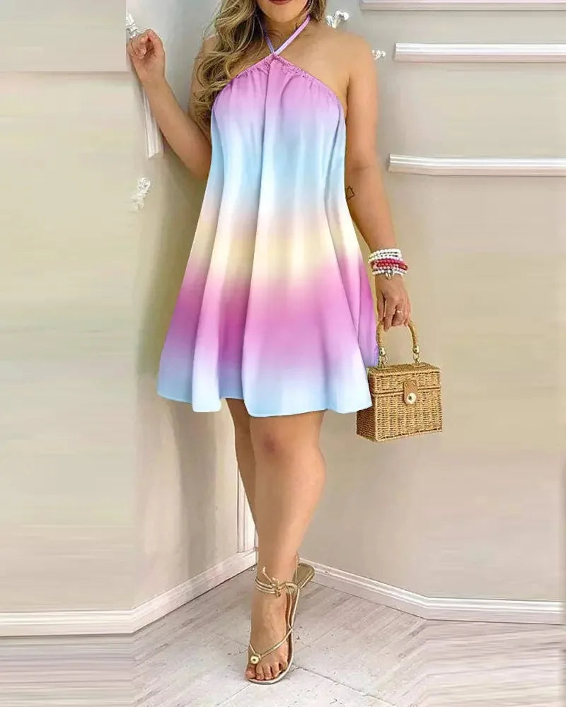 Floral Print Halter Neck Dress