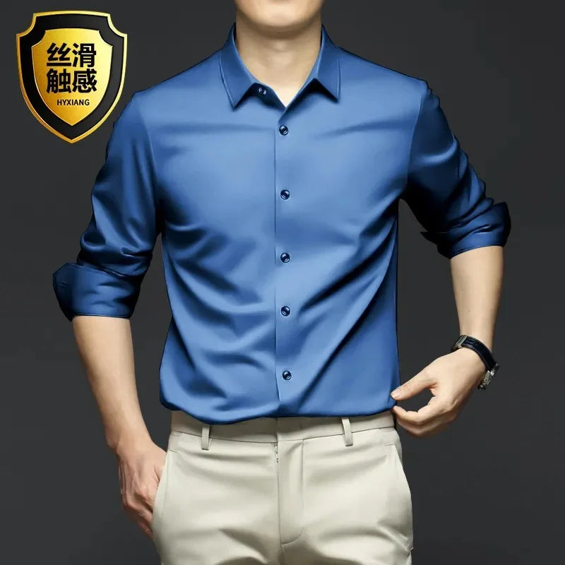 Men's Long Sleeve Wrinkle Resistant Casual White Shirt