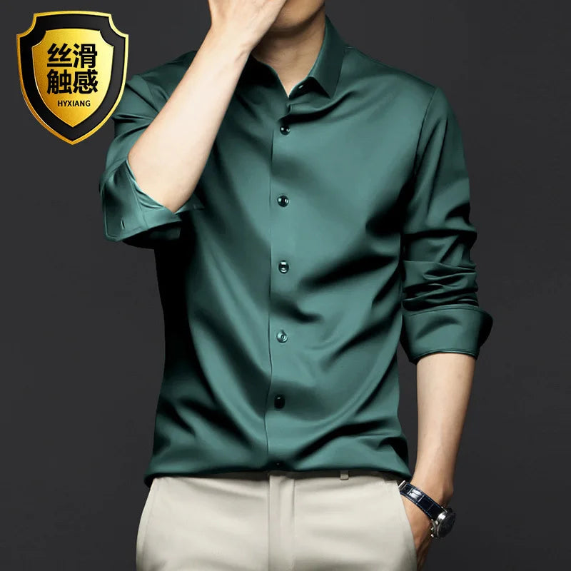 Men's Long Sleeve Wrinkle Resistant Casual White Shirt