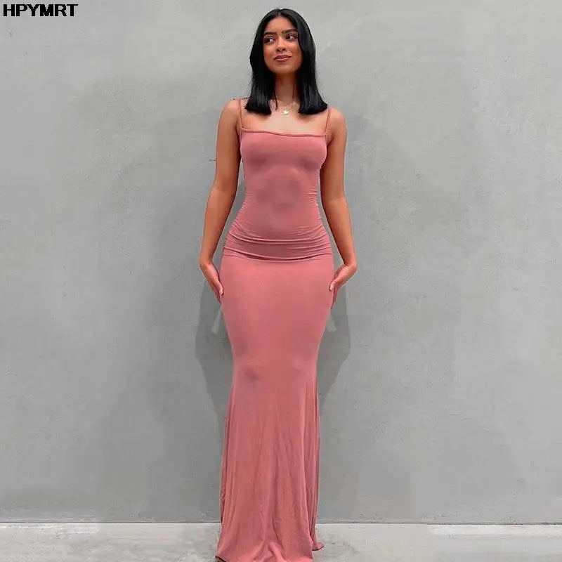Satin Slip Sleeveless Backless Maxi Dress