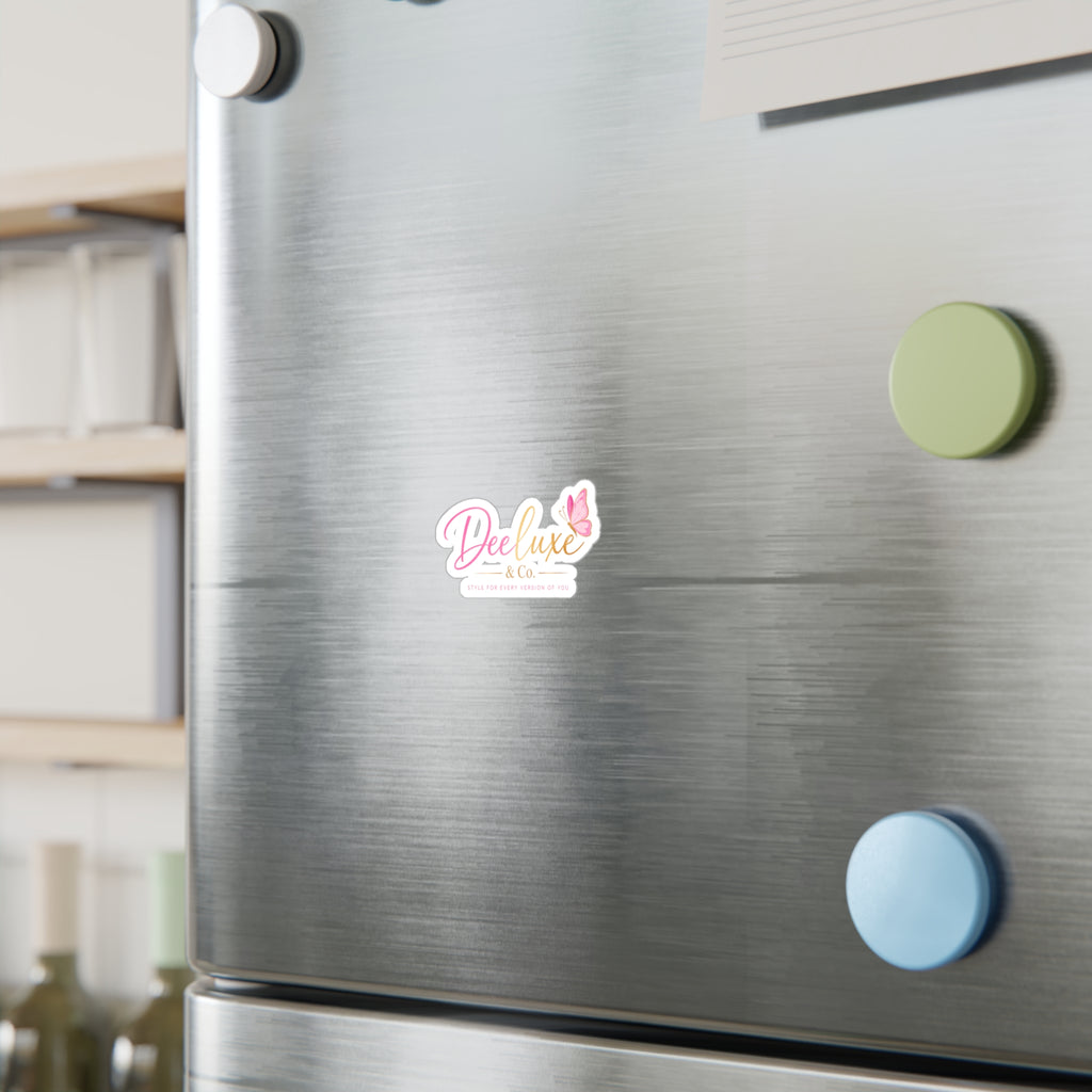 Deeluxe & Co. Kiss-Cut Vinyl Logo Decal — Pink Butterfly Sticker
