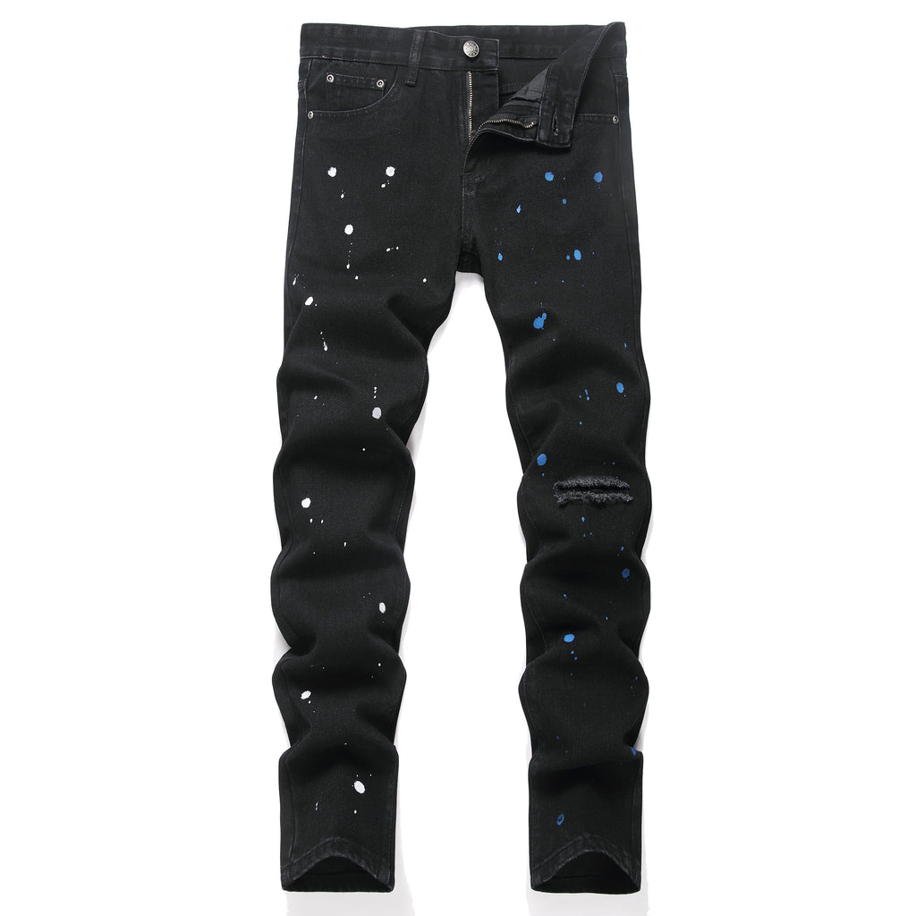 Men's Ripped Regular Straight Leg Fit Jeans