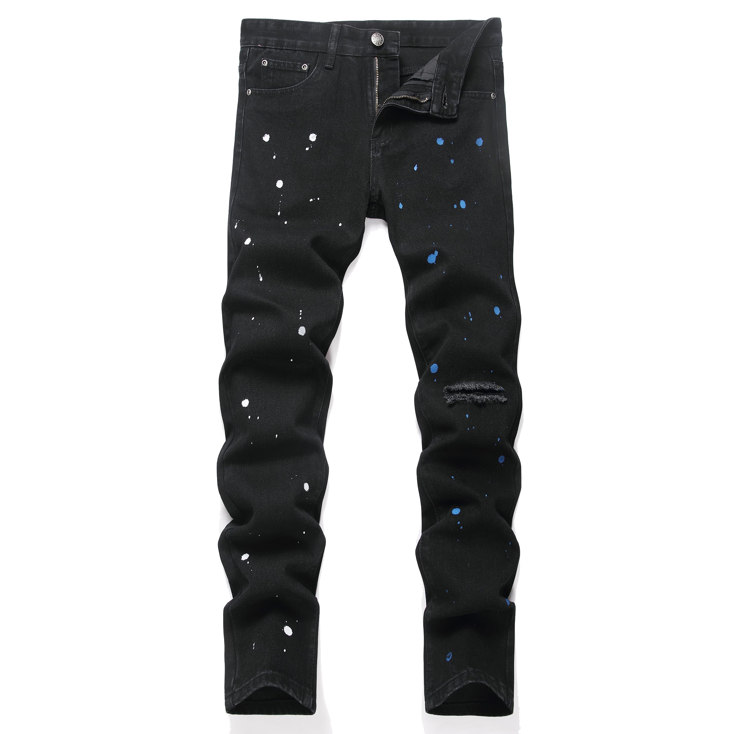 Men's Ripped Regular Straight Leg Fit Jeans