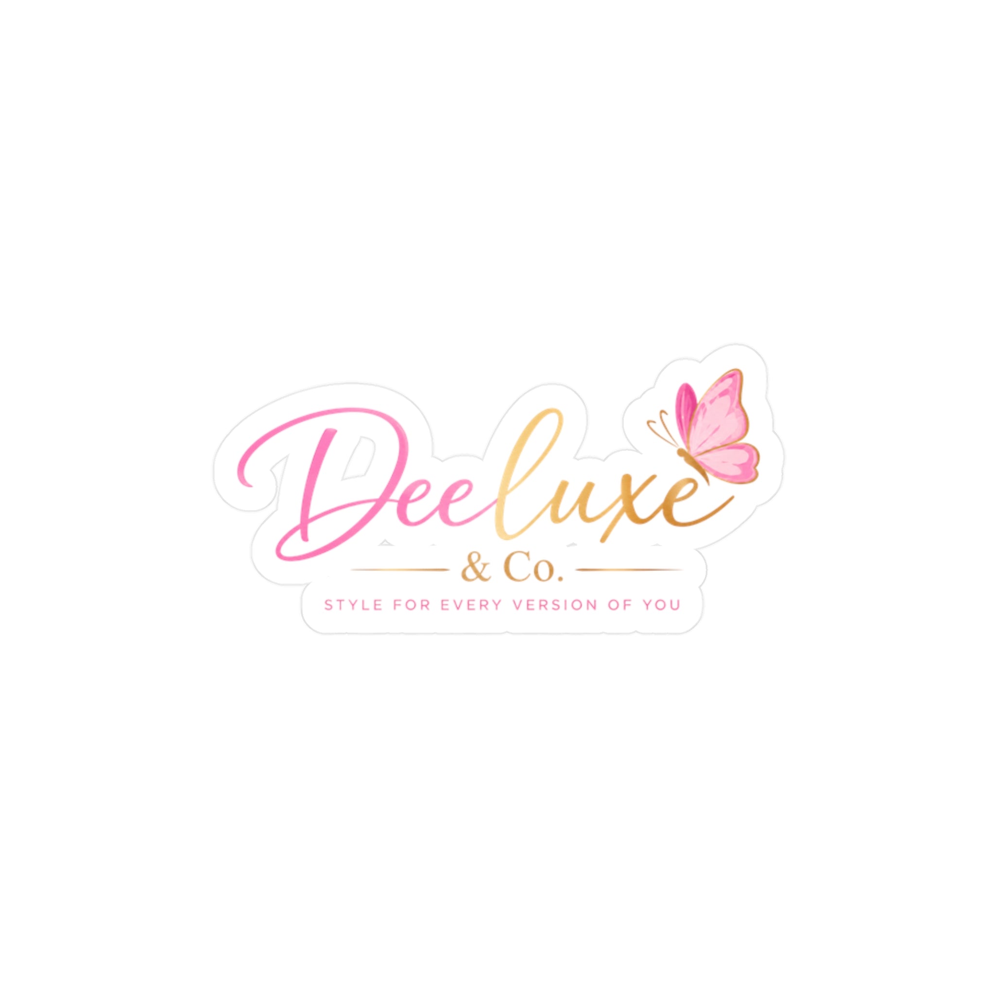 Deeluxe & Co. Kiss-Cut Vinyl Logo Decal — Pink Butterfly Sticker