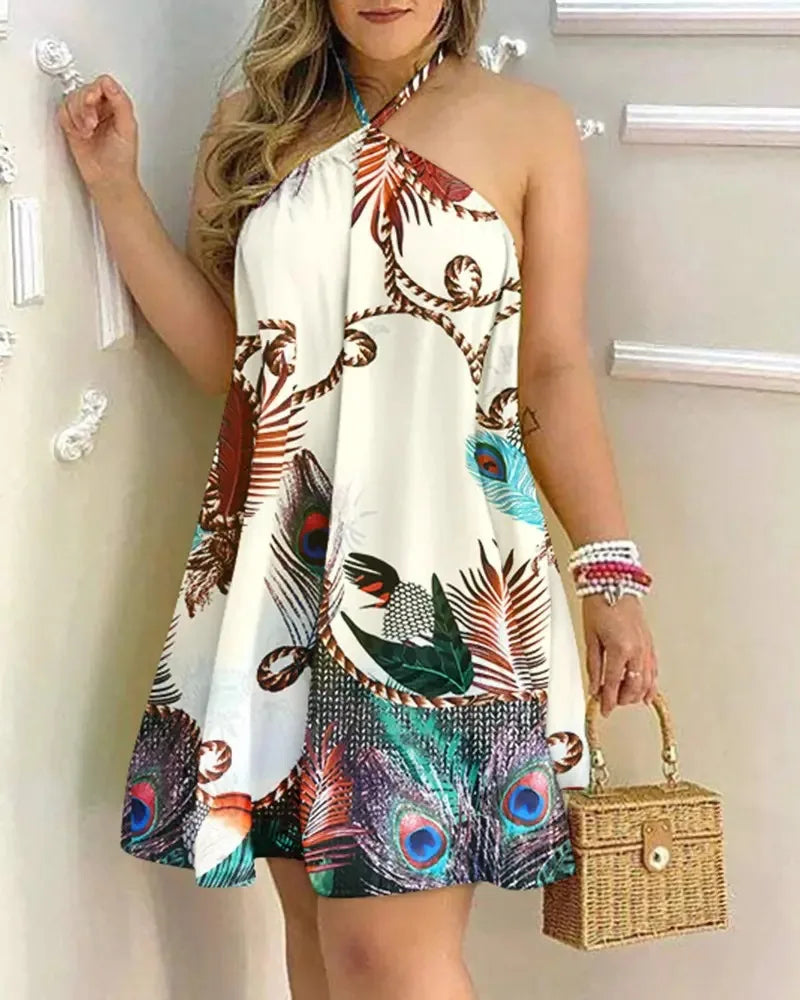 Floral Print Halter Neck Dress