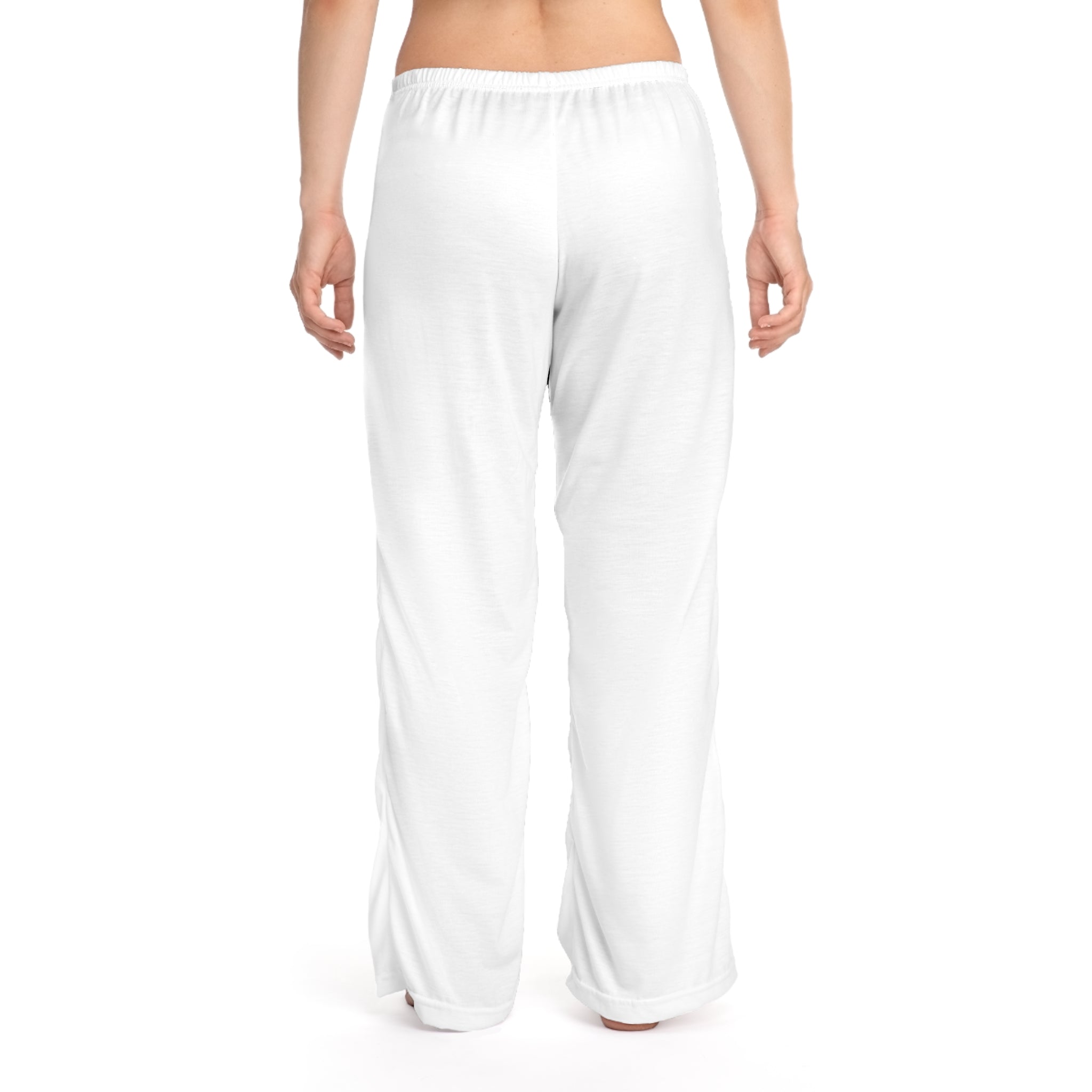 Luxe Mom Pajama Pants — Soft White Lounge Sleepwear with Pink 'DeeLuxe' Logo
