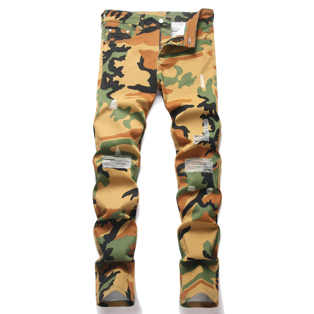Men's Ripped Regular Straight Leg Fit Jeans