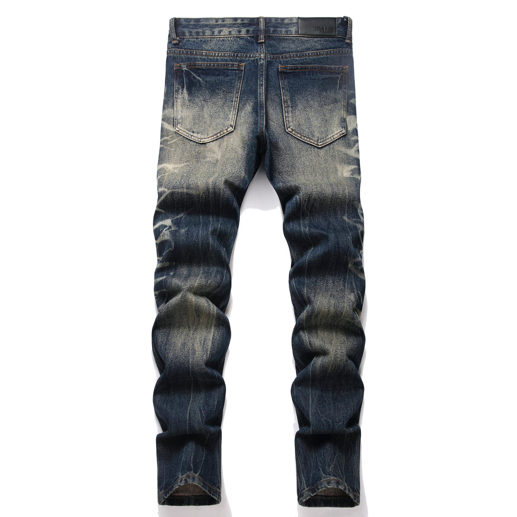 Men's Ripped Regular Straight Leg Fit Jeans