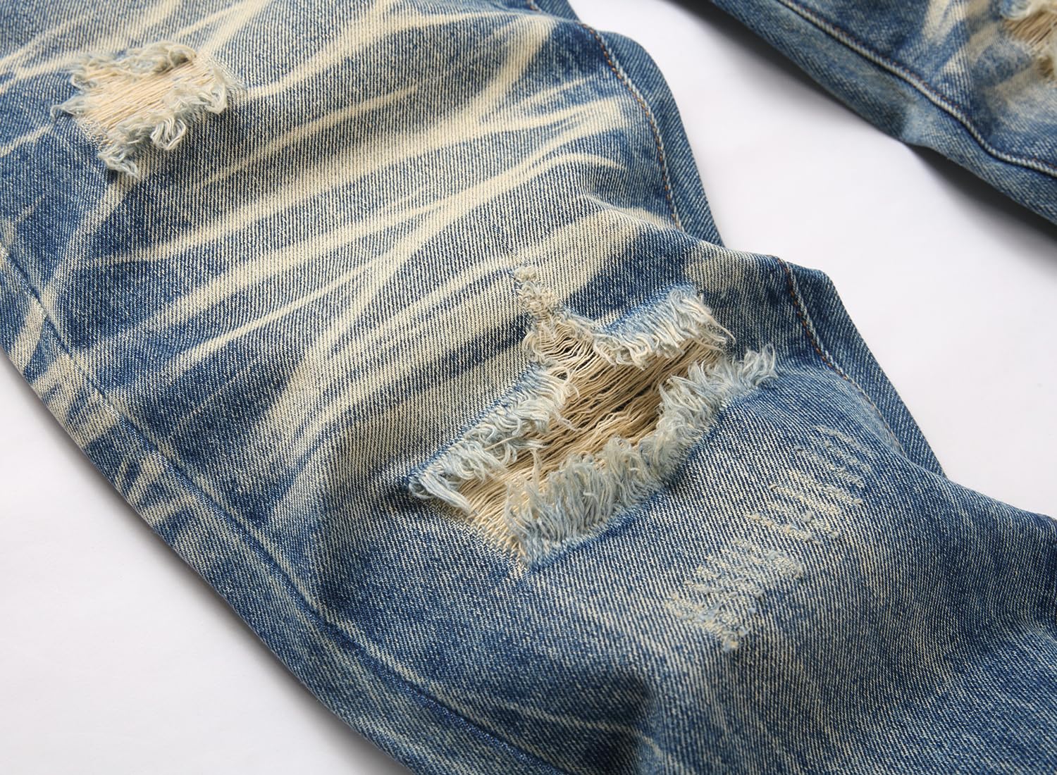 Men's Ripped Regular Straight Leg Fit Jeans