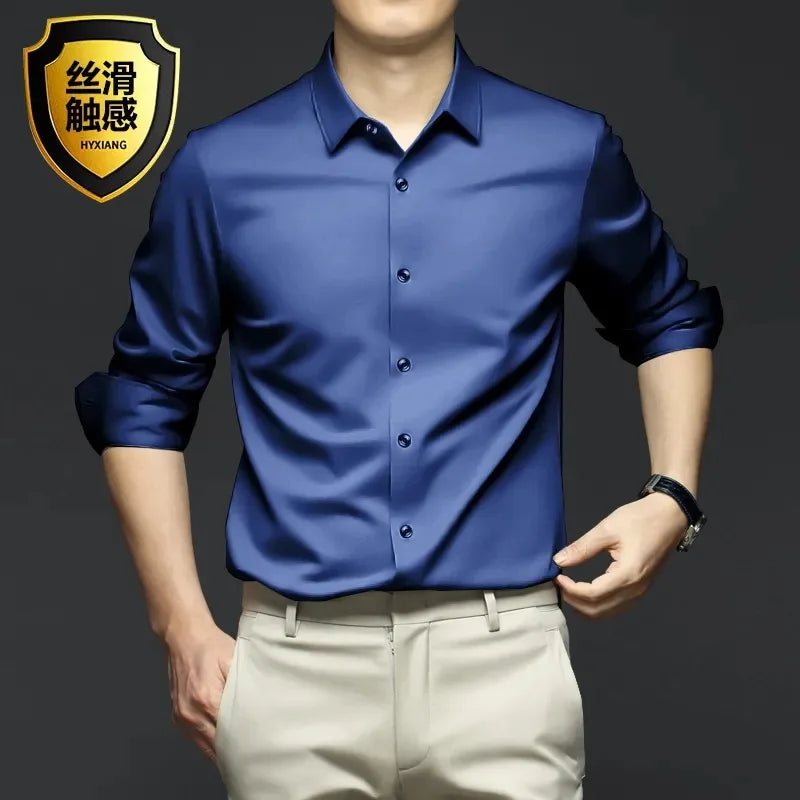 Men's Long Sleeve Wrinkle Resistant Casual White Shirt