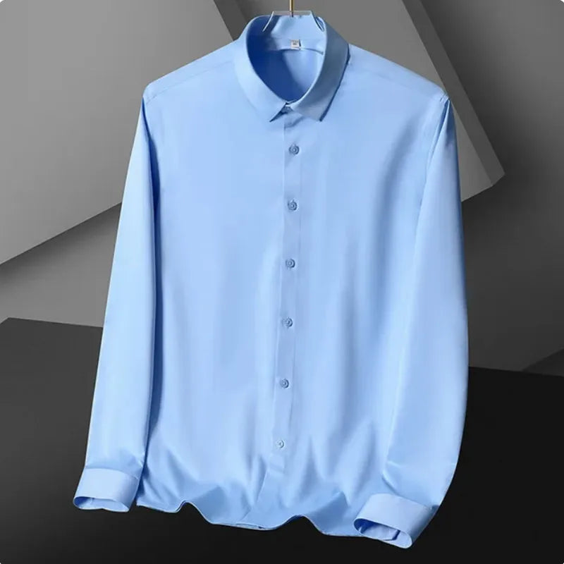 Men's Long Sleeve Wrinkle Resistant Casual White Shirt