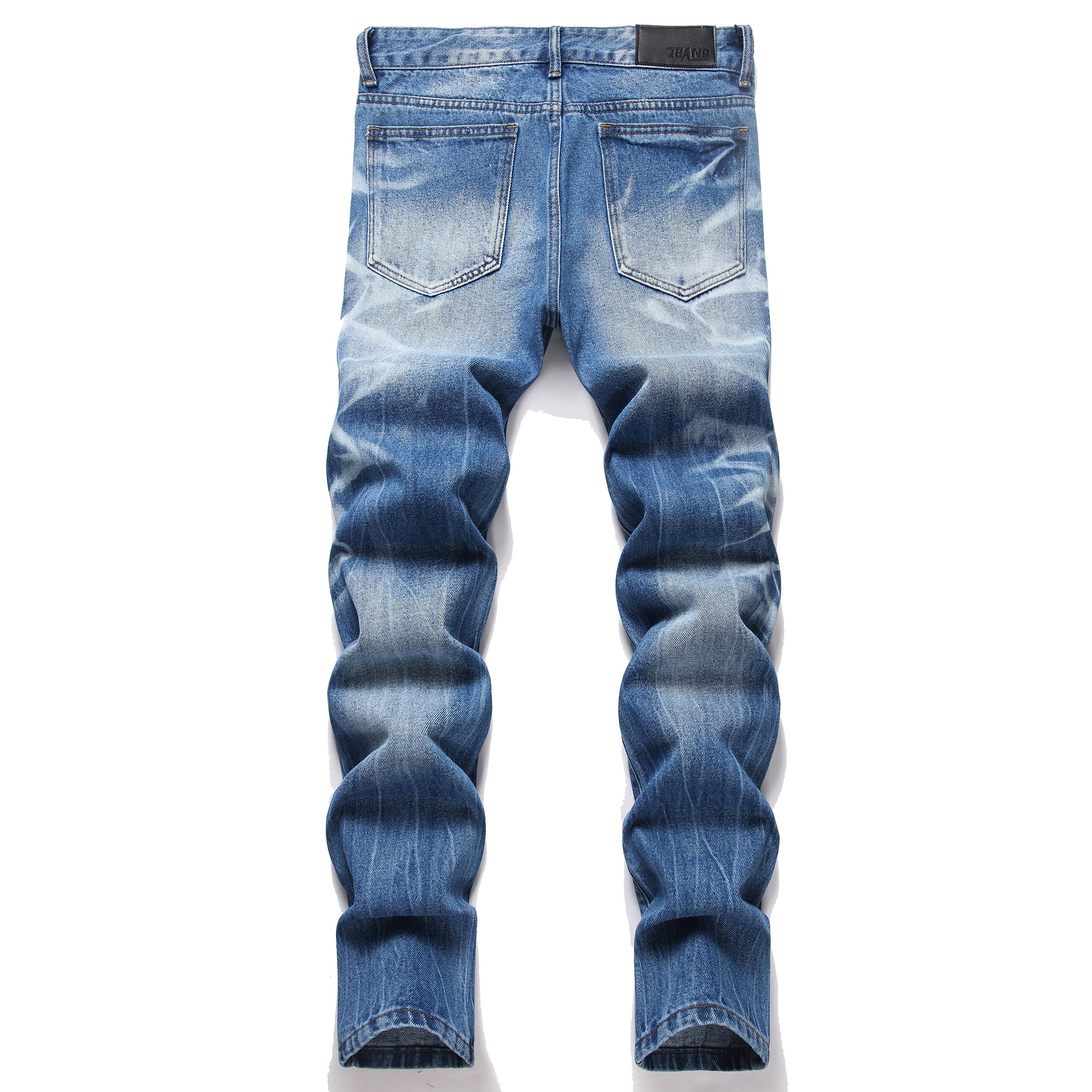 Men's Ripped Regular Straight Leg Fit Jeans