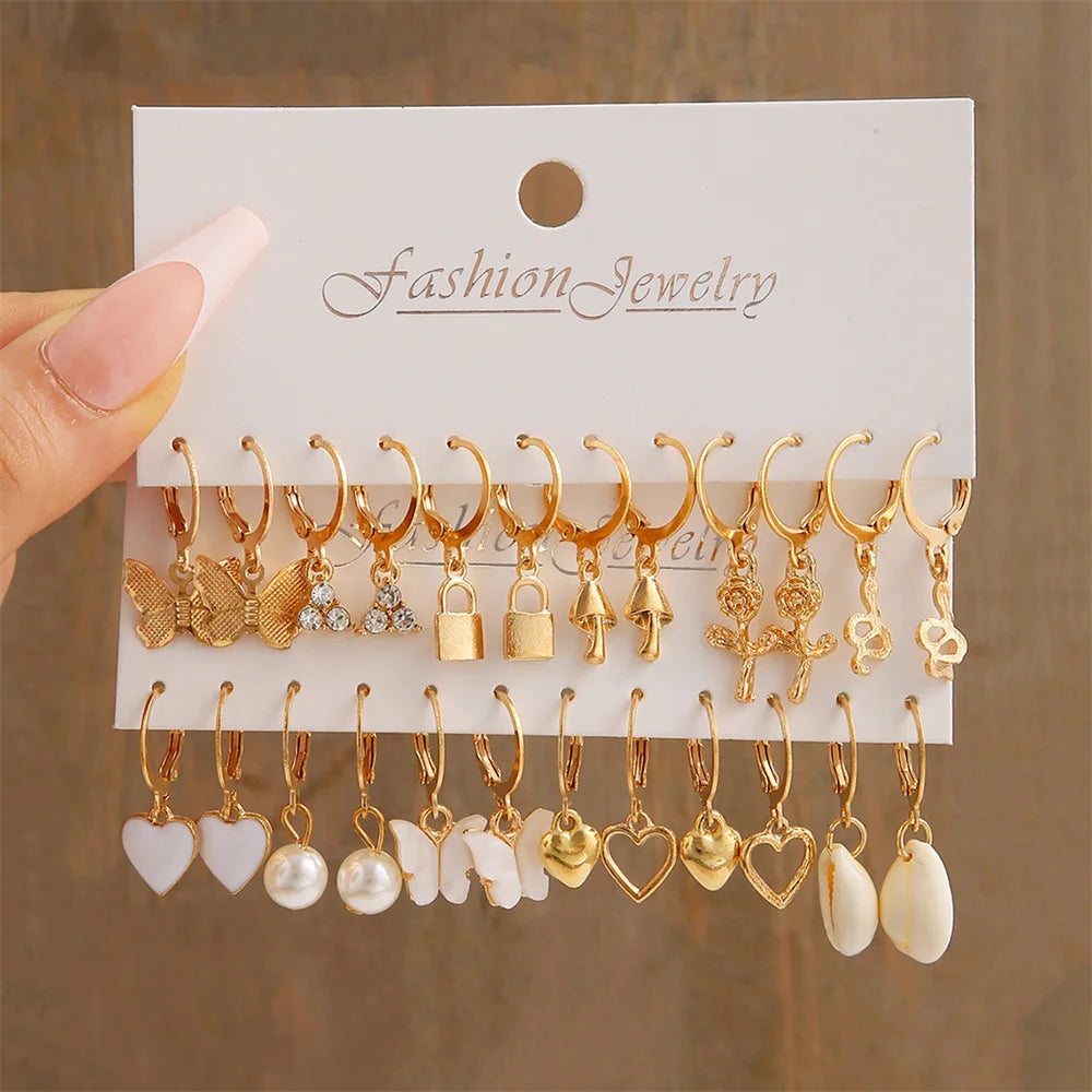 Metal earrings 24-piece set