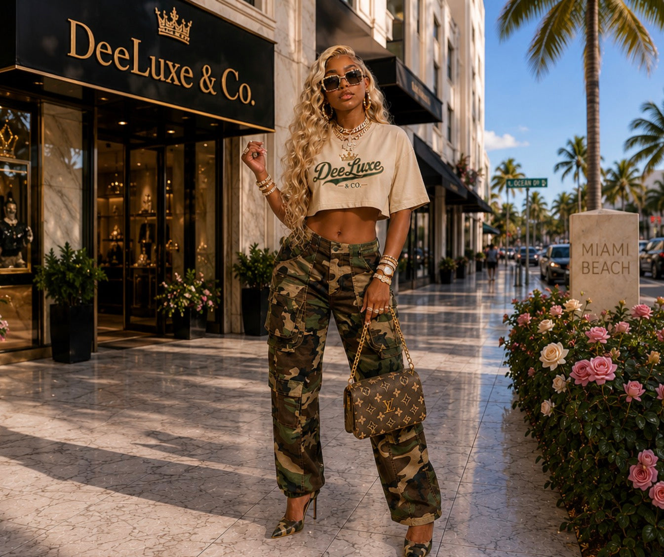 Women's Cargo High Waisted Jeans