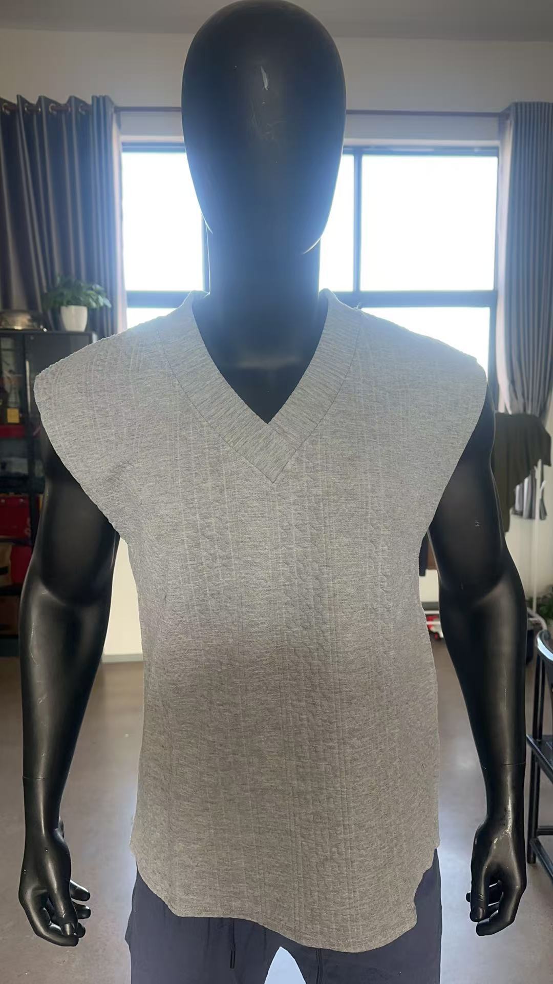 Men's Casual V-neck Loose Jacquard Knit Sleeveless Top