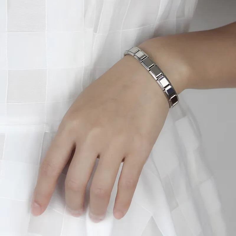 Unisex Stainless Steel Stretch Link Bracelet For Daily Wear