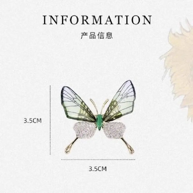 Cute butterfly brooch for women, sparkling and vibrant with forest style design