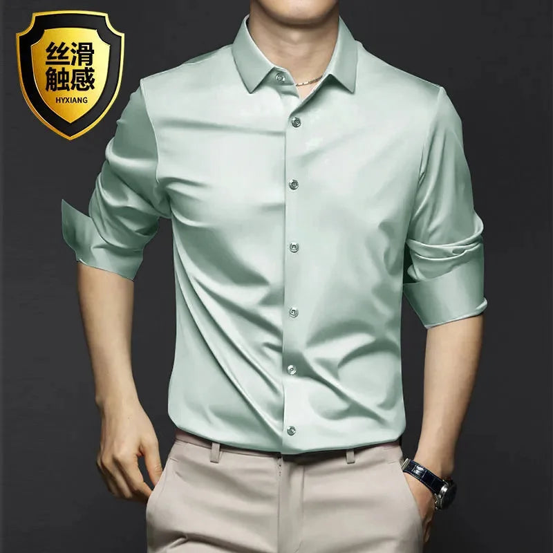 Men's Long Sleeve Wrinkle Resistant Casual White Shirt