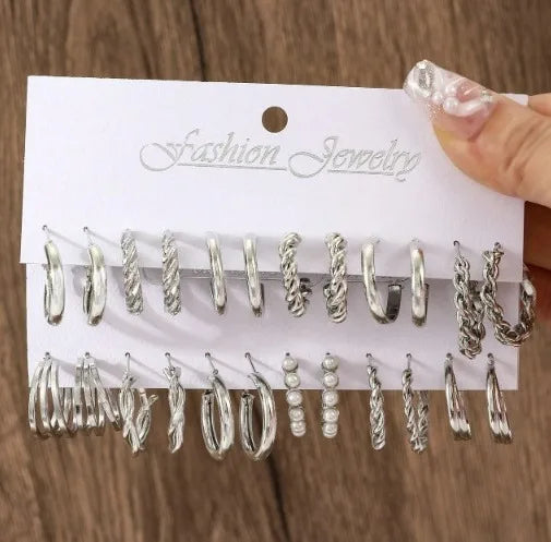 Metal earrings 24-piece set
