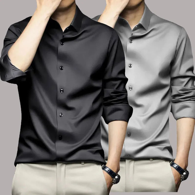 Men's Long Sleeve Wrinkle Resistant Casual White Shirt