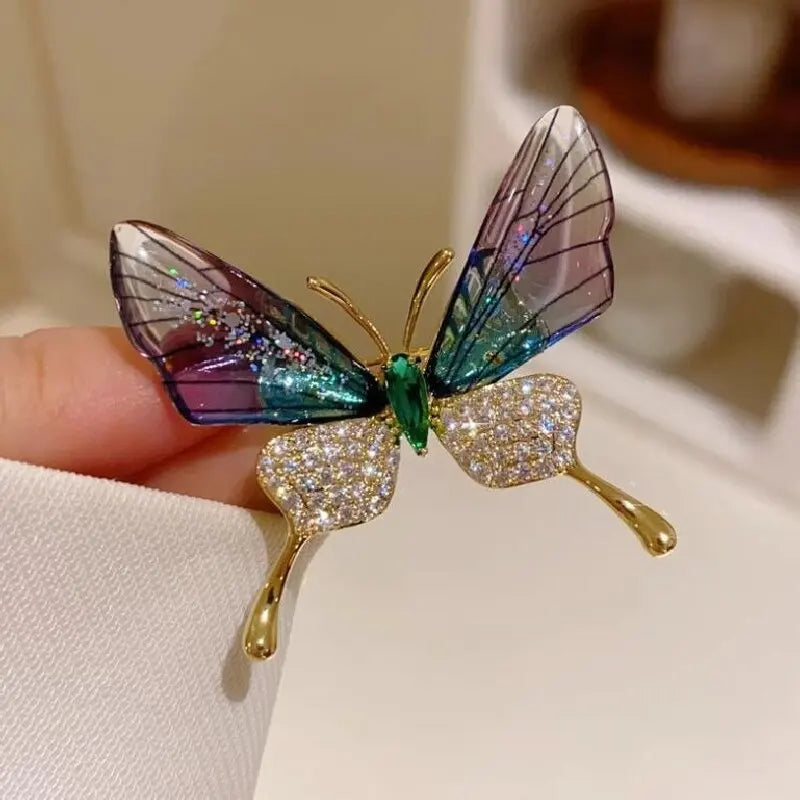 Cute butterfly brooch for women, sparkling and vibrant with forest style design