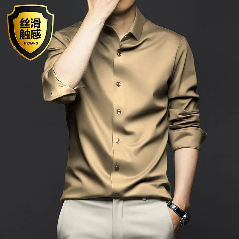 Men's Long Sleeve Wrinkle Resistant Casual White Shirt