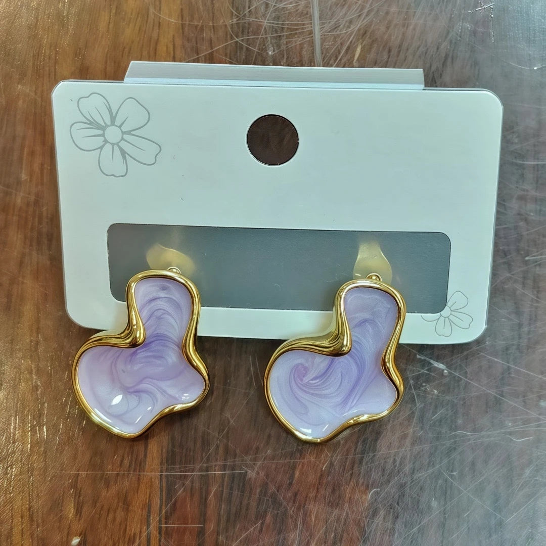 Artistic Abstract Color Cloud Irregular Stud Earrings