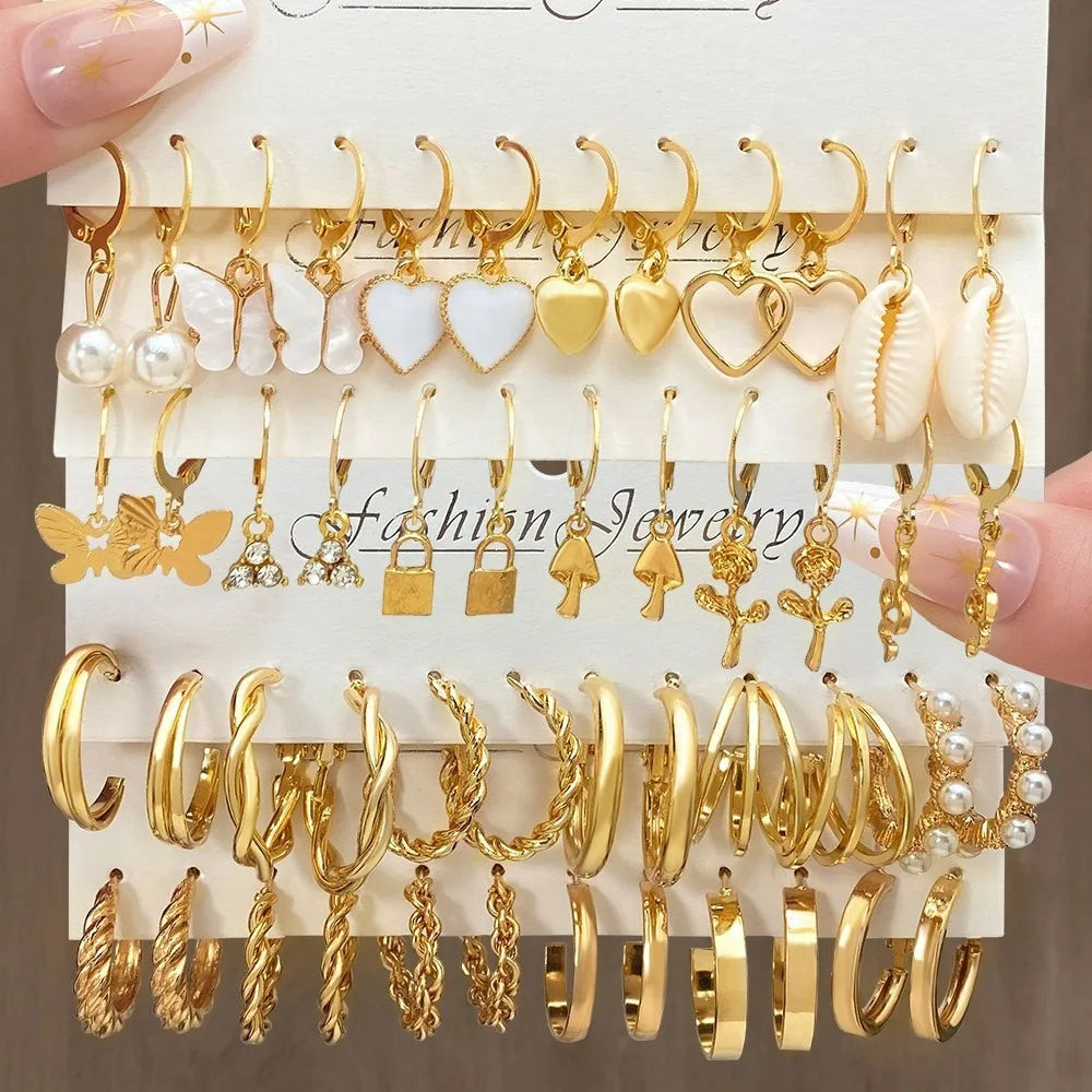 Metal earrings 24-piece set