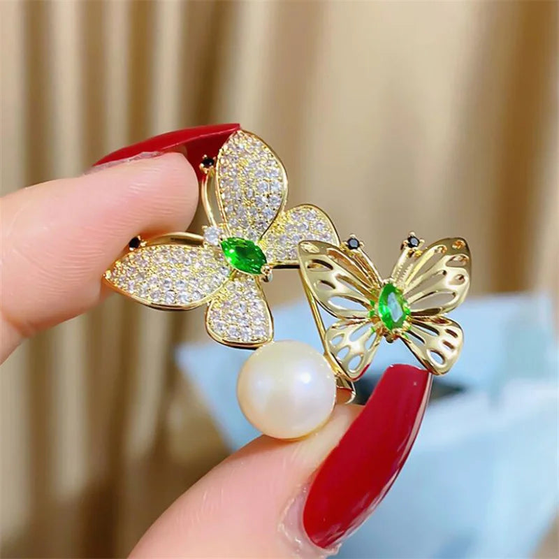 Cute butterfly brooch for women, sparkling and vibrant with forest style design